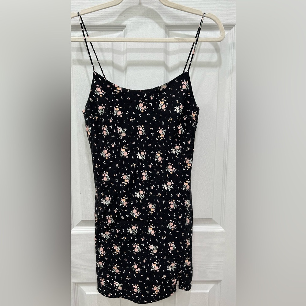 ASOS Design  Black Spaghetti Strap Floral Dress size 6